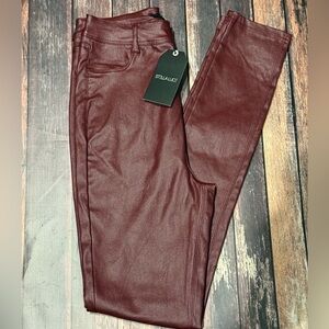 Stella Luce Burgundy Faux Leather Pants